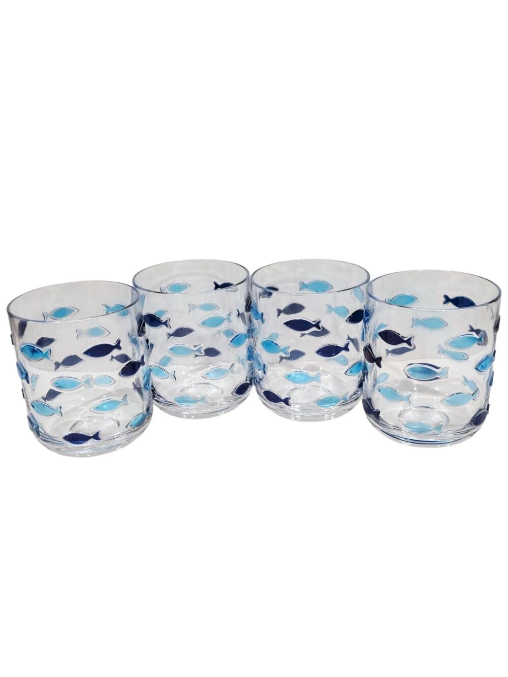 Coastal Acrylic Cups Tumblers Sealife Fish Drinking Glasses Indoor/Outdoor 14oz